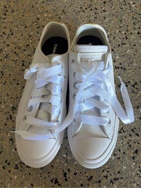 Converse White Low-Top Satin-Lace Sneakers